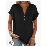 OFEEFAN Womens Tops and Blouses Dressy Casual V Neck Tshirts Short Sleeve Summer Clothes Trendy 2025 SIZE S