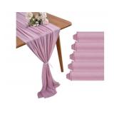 29x120 Inches 10 Pack Dusty Pink Chiffon Table Runner 10Ft Sheer Wedding Table Runner Romantic Tulle Table Runner for Rustic Wedding Decor Birthday Party Bridal Baby Shower Table Decoration
