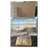 Beach Picture Wooden Artwork Framed: Coastal Wall Art Ocean scene Art Prints Seascape Decorations for Home 40\"x30\" - Retail: $100