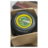 16x6.50-8 Tire and Wheel Assembly (2 Pack),Flat Free Lawn Mower Tires with Rim, Solid Rubber Riding Lawn Mower Tires and Wheels,3\" Offset Hub,3/4\" Bushings,16x6.5-8 Tractor Turf Tire(Yellow) - Retai