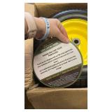 16x6.50-8 Tire and Wheel Assembly (2 Pack),Flat Free Lawn Mower Tires with Rim, Solid Rubber Riding Lawn Mower Tires and Wheels,3\" Offset Hub,3/4\" Bushings,16x6.5-8 Tractor Turf Tire(Yellow) - Retai