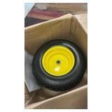 16x6.50-8 Tire and Wheel Assembly (2 Pack),Flat Free Lawn Mower Tires with Rim, Solid Rubber Riding Lawn Mower Tires and Wheels,3\" Offset Hub,3/4\" Bushings,16x6.5-8 Tractor Turf Tire(Yellow) - Retai