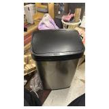 Ninestars Automatic Touchless Infrared Motion Sensor Trash Can, 13 Gal 50L, Stainless Steel Base (Rectangular, Black Lid), Black Trim - Retail: $80
