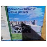 SDLANCH 20x30 All-Steel Carport Kit with Enclosed Sidewalls