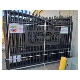 7x20ft Heavy-Duty Metal Farm Driveway Gate with Deer Motif (One Gate Set) (Damage, see photo)