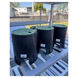 3 New NDS 6” Round Valve Box and Cover, Black Box, Green ICV Cover