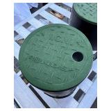 3 New NDS 6” Round Valve Box and Cover, Black Box, Green ICV Cover