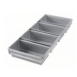 CHICAGO METALLIC Bread Pan: Aluminized Steel, 4 Slots, 9 3/4 in Overall Wd, 2 3/4 in Overall Dp