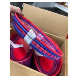 Box of 100 Plastic Serving Baskets - Great for Catering - Parties - Restaurants - Food Trucks Etc Blue & Red