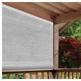 White Cordless Light Filtering UV Protection PVC Manual Roll-Up Sun Shade 72 in. W x 72 in. L