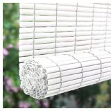 White Cordless Light Filtering UV Protection PVC Manual Roll-Up Sun Shade 60 in. W x 72 in. L