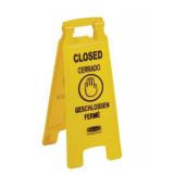 Bundle of 4 MULTILINGUAL "CLOSED" FLOOR SIGN, 25", YELLOW