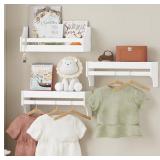 UTEX Floating Nursery Book Shelves Set of 3, Baby Hanging Bookshelves for Wall Decor and Storage, Wall Mounted Book Shelf for Kids Room, Nursery, Playroom, Bedroom, 16.3 Inch, White,