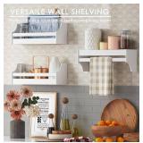 UTEX Floating Nursery Book Shelves Set of 3, Baby Hanging Bookshelves for Wall Decor and Storage, Wall Mounted Book Shelf for Kids Room, Nursery, Playroom, Bedroom, 16.3 Inch, White,