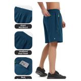 Mens Athletic Shorts -Running, Tennis Gym Workout Shorts for Men Small Grey Comfort, Lightweight, 3 Zippered Pockets Grey Small