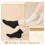 Jspupifip 6 Pairs Frilly Socks Women Ruffle Socks Woman Cotton Cute Pattern Ankle Socks Breathable Short Socks Crew Socks for Womens Ladies Girls