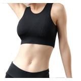 Sports Bras for Women-Padded Removable Support Bra Shockproof Running Yoga Fitness Bra Breathable Quick Drying Vest Style Wide Shoulder Straps for Anti Slip Comfort Black+Blue XL