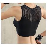 Sports Bras for Women-Padded Removable Support Bra Shockproof Running Yoga Fitness Bra Breathable Quick Drying Vest Style Wide Shoulder Straps for Anti Slip Comfort Black+Blue XL