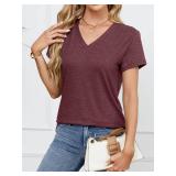 Womens 3 Packs Short Sleeve Shirts Soft V Neck T-Shirts Loose Fit Lightweight Basic Tee Tops Size Small Cream