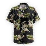 Mens Hawaiian Shirts Short Sleeve Button Down Tropical Beach Summer V Neck Shirt Size XL Black