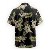 Mens Hawaiian Shirts Short Sleeve Button Down Tropical Beach Summer V Neck Shirt Size XL Black