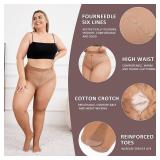 Plus Size Sheer Tights for Women 20D Ultra Thin High Waist Pantyhose with Cotton Crotch (3XL, 3 Pairs) Black