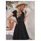 WNEEDU Women Summer Dresses Sleeveless Casual Loose Swing Button Down Midi Dress with Pockets Size Large Blue and Orange Floral