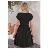 WNEEDU Women Summer Dresses Sleeveless Casual Loose Swing Button Down Midi Dress with Pockets Size Large Blue and Orange Floral