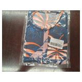 WNEEDU Women Summer Dresses Sleeveless Casual Loose Swing Button Down Midi Dress with Pockets Size Large Blue and Orange Floral