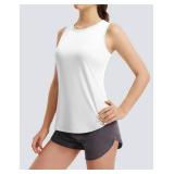 FitsT4 Sports Womens Quick Dry Workout Tank Top Loose Fit Racerback Running Athletic Yoga Sleeveless Top Size XL White