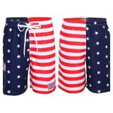 Yahenda 4th of July Shorts Mens USA American Flag Shorts Mens Swim Trunks with Headband Sunglasses Red Blue White Pants Size 2XL