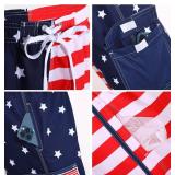Yahenda 4th of July Shorts Mens USA American Flag Shorts Mens Swim Trunks with Headband Sunglasses Red Blue White Pants Size 2XL