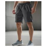 Mens Workout Athletic Shorts 7 inch Inseam Quick Dry Hiking Shorts Men Lightweight Sports Gym Shorts Running Size XXL Dark Grey