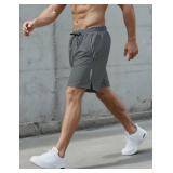 Mens Workout Athletic Shorts 7 inch Inseam Quick Dry Hiking Shorts Men Lightweight Sports Gym Shorts Running Size XXL Dark Grey