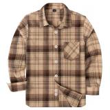 siliteelon Toddler Baby Boys Plaid Flannel Shirt Long Sleeve Button Down Shirts Size 6-12 Months