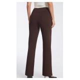 AFITNE Fleece Lined Pants Women Warm Winter Thermal Yoga Dress Pants Flare Leggings for Work Business Casual High Waist with Pockets 31" Brown S