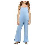 blibean Teen Girls 2025 Fashion Sleeveless Jumpsuits Kids Strap Pockets Romper Size 6-15 Years