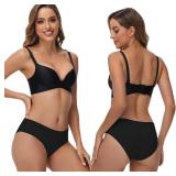 LYYTHAVON Women s Underwear Cotton Panties Lace Soft Hipster Panty Ladies Stretch Full Briefs 5 Pack Size Medium Black