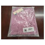 Dokotoo Womens Crewneck Lace Crochet Pom Pom Flowy Short Sleeve Casual Shirts Blouses Tops Size XL Purple