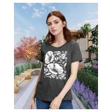 Womens Flower T Shirt Vintage Wildflowers Printed Graphic Tee Casual Botanical Short Sleeve Size Small Black