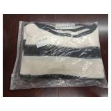 Womens Striped Cropped Sweater Crew Neck Oversized Pullover Jumper Tops Drop Shoulder Long Sleeve Casual Trendy Outfit Size XL