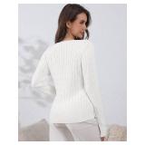 Womens Sweaters Casual Long Sleeve Shirts V Neck Knit Pullover Sweater Tops Cute Dressy Fall Outfits Size Medium Color Is Green