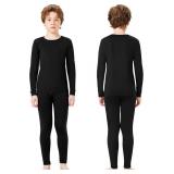 Silkfly Boys Thermal Underwear Set Base Layer Fleece Lined Underwear for Kids Shirt and Pants for Boys Winter Size Medium