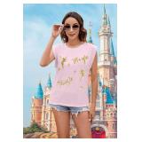 Magic Kingdom Tank Tops Women Sequin Magical Castle Shirt Fairy Graphic Tees Summer Vacation Sleeveless Top Size Medium