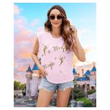 Magic Kingdom Tank Tops Women Sequin Magical Castle Shirt Fairy Graphic Tees Summer Vacation Sleeveless Top Size Medium