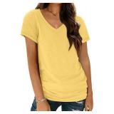 AUTOMET T-Shirts Short Sleeve V Neck Tees Tops for Women Fashion Trendy Lightweight Soft Casual Summer Outfits Clothes 2025 XL