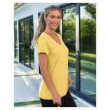 AUTOMET T-Shirts Short Sleeve V Neck Tees Tops for Women Fashion Trendy Lightweight Soft Casual Summer Outfits Clothes 2025 XL