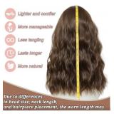 Wig 18 Inch Medium Length Wigs for Women Middle Part Synthetic Hair Wavy Wig with Upgraded Strands,Natural Hair Wigs for Daily Party/Halloween Use 18Inch,613 Brunette