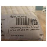 Haloumoning Kids Girls Turtleneck Tunic Sweaters Dress Oversized Long Sleeve Knit Chunky Pullover Jumper with Slit 5-14T