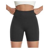 SPICE UNION Womens Workout Shorts Spandex High Waist Butt Lifting Shorts Biker Gym Short Size L